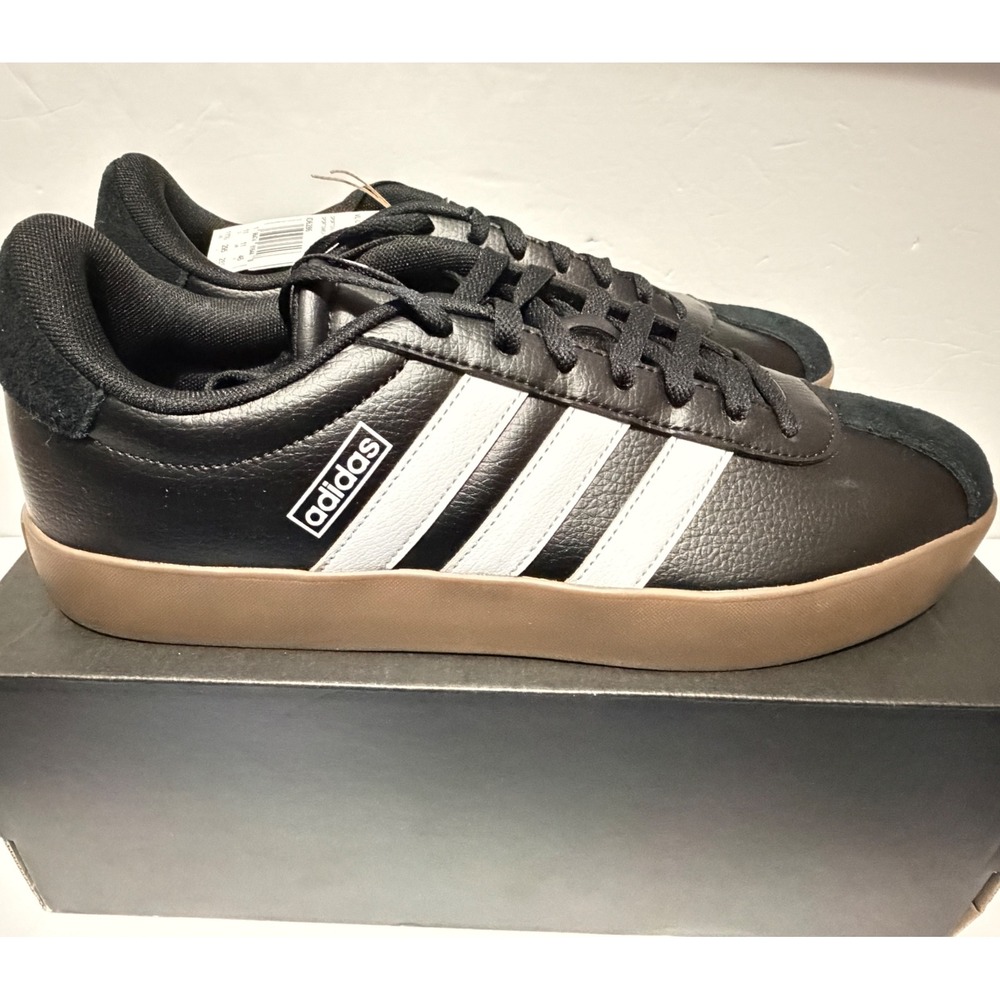 Adidas VL Court 3.0 Mens Sneakers Black White Gum ID6286 Size 11.5 NEW - Picture 1 of 7